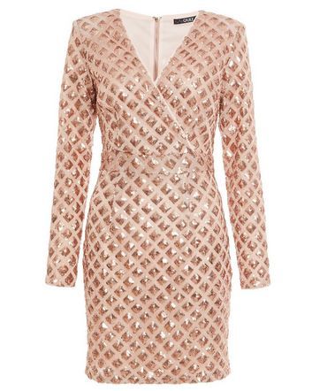 QUIZ Rose Gold Sequin Mini Wrap Bodycon Dress New Look | £19.99 | Westquay